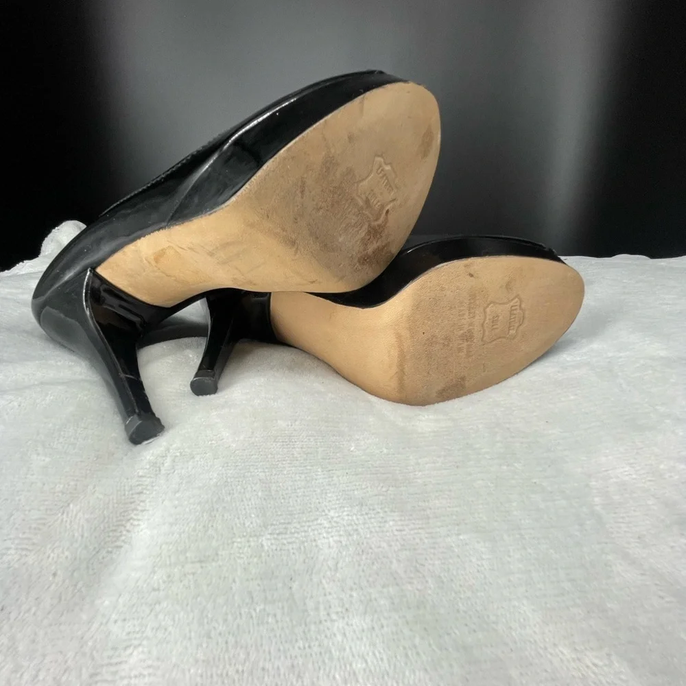 Stuart Weitzman Patent Leather Peep Toe Platform Heels Made in Spain Size 5.5 - Picture 7 of 9